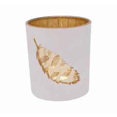 Подсвечник, декор "золотое перо" D9XH10CM, цвет белый, Cosy & Trendy