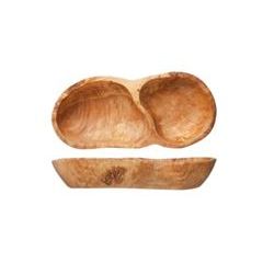 Тарелка на 2 секции 19x8 см h 3 см, оливковое дерево, ORGANIC WOOD, Cosy & Trendy