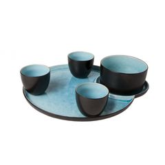 Набор из 3 чаш, салатника на подставке, LAGUNA AZZURRO, Cosy & Trendy