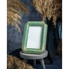Фоторамка, полимер, цвет зеленый/золотой, 12,5x2xh17,5см, Cosy & Trendy