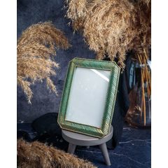 Фоторамка, полимер, цвет зеленый/золотой, 17X2XH21,5CM , Cosy & Trendy