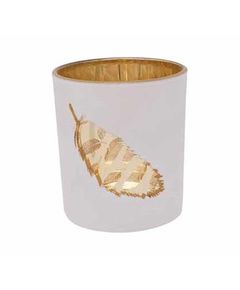 Подсвечник, декор "золотое перо" D9XH10CM, цвет белый, Cosy & Trendy