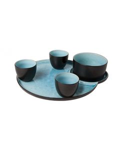 Набор из 3 чаш, салатника на подставке, LAGUNA AZZURRO, Cosy & Trendy