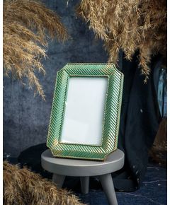 Фоторамка, полимер, цвет зеленый/золотой, 12,5x2xh17,5см, Cosy & Trendy