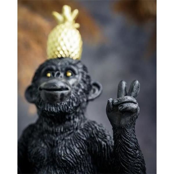 Статуэтка "Обезъяна с ананасом", полимер. Цвет черный/золотой, 7x6xh13см, Cosy & Trendy, изображение 9