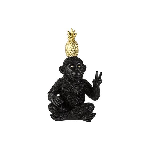 Статуэтка "Обезъяна с ананасом", полимер. Цвет черный/золотой, 7x6xh13см, Cosy & Trendy