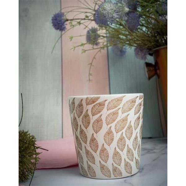 Кашпо, декор листья, керамика 11X11XH11см, Cosy & Trendy, изображение 4