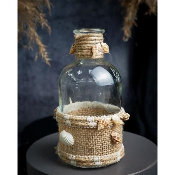 Ваза-бутылка с ракушками 8X8XH13CM, стекло, Cosy & Trendy, изображение 3