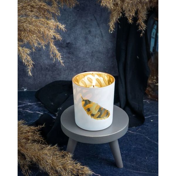 Подсвечник, декор "золотое перо" D9XH10CM, цвет белый, Cosy & Trendy, изображение 2