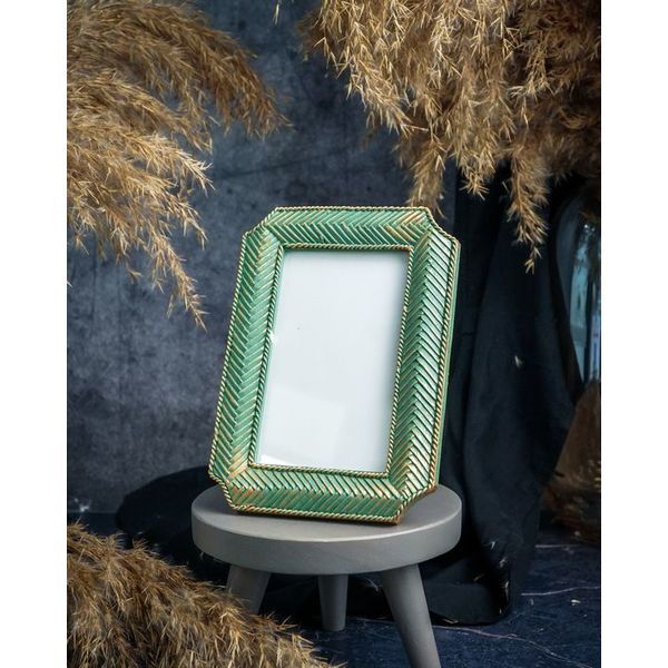 Фоторамка, полимер, цвет зеленый/золотой, 12,5x2xh17,5см, Cosy & Trendy