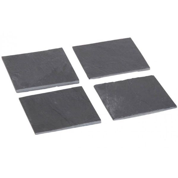 Slate glass coaster set 4 10x10x0,4cm, Cosy & Trendy